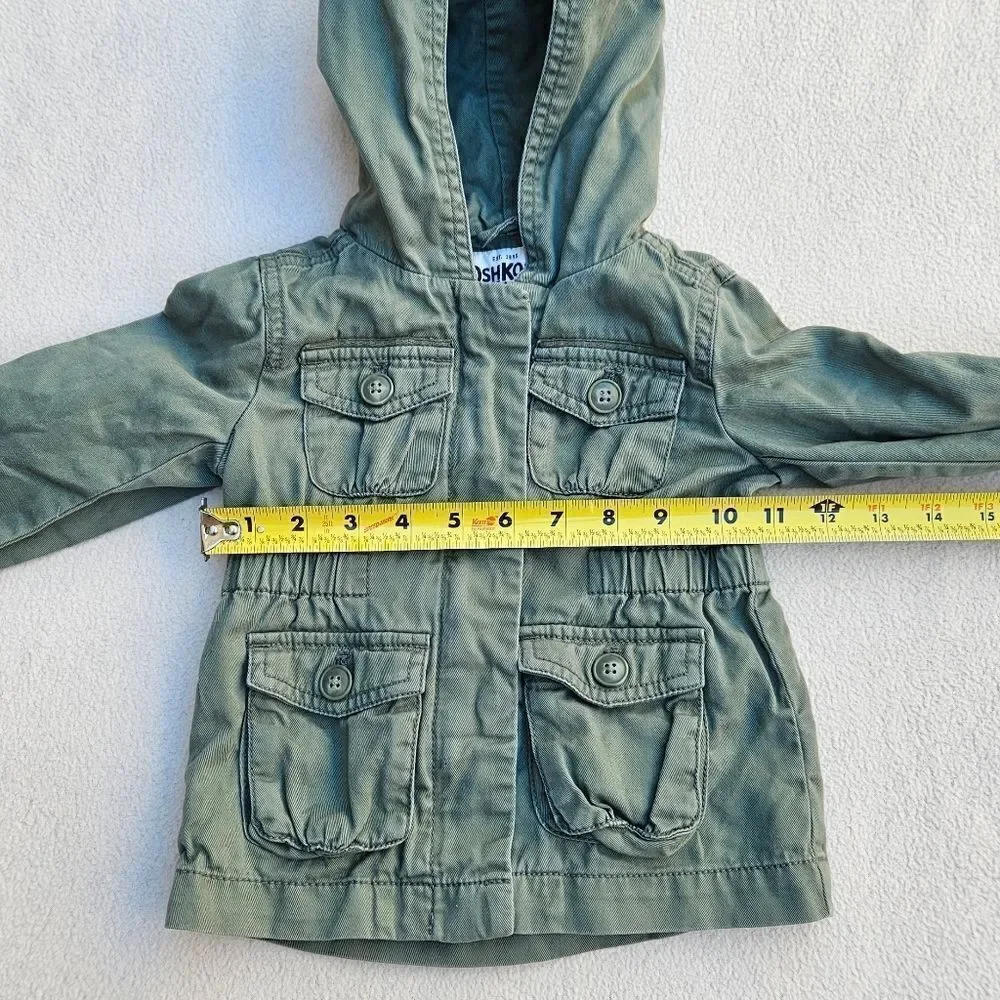 OshKosh B'Gosh Army Green Hooded Utility Jacket Size 2T